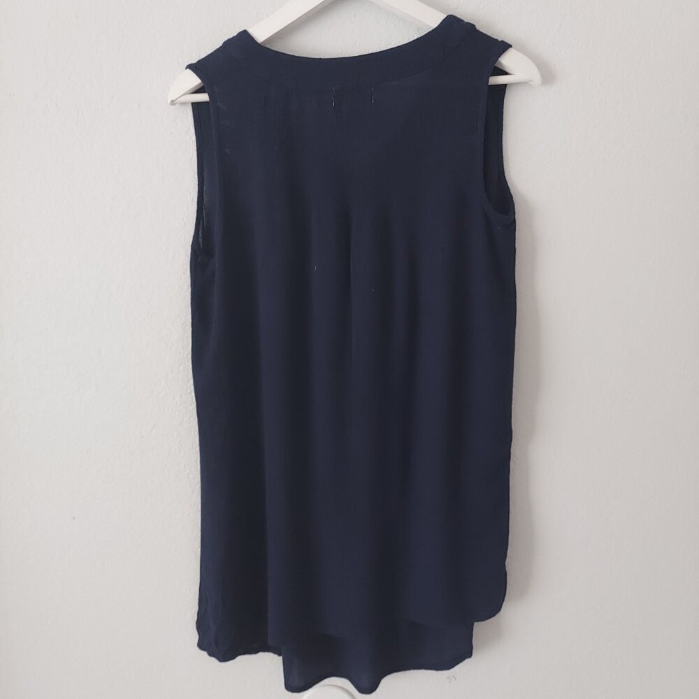 Studio West Navy Blue Embroidered Sleeveless Boho Blouse Women’s Size S - Picture 4 of 7